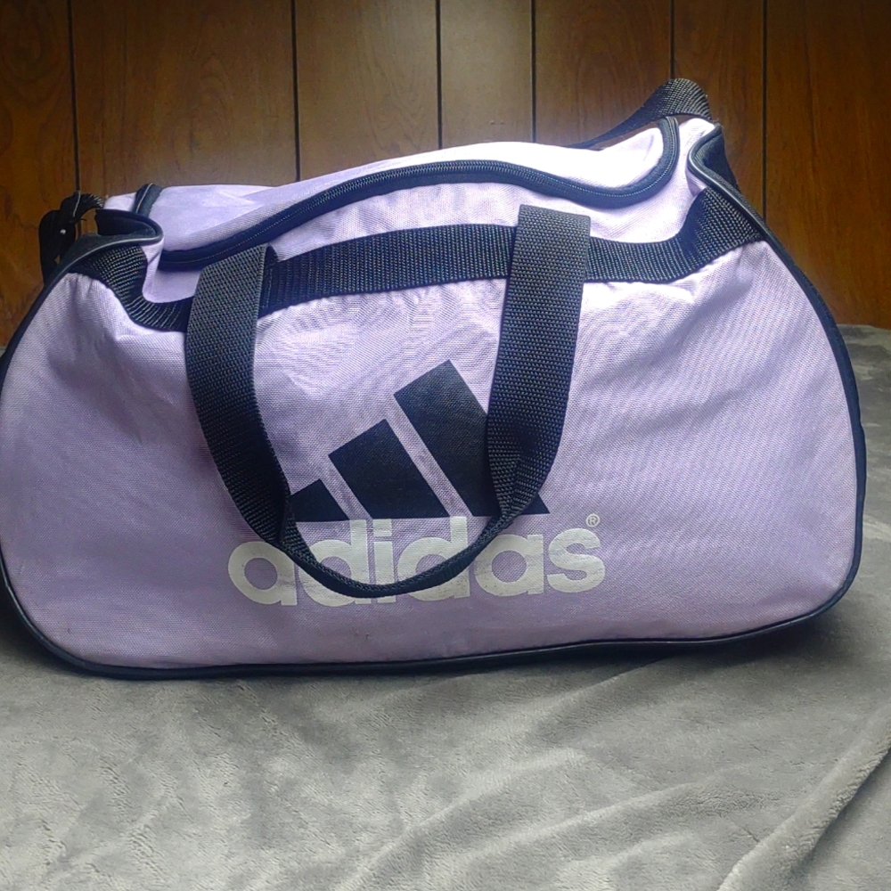 Adidas Purple and Black Duffel Bag with Spacious Design